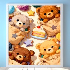 슈슈보석십자수 즐거운 취미 캐릭터 도안 40X50 패브릭형, N02, 1개