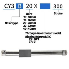 CY3B 자기 결합 로드리스 실린더 15 20 100 SMC 타입, 01 CY3B10, 04 Stroke 50mm