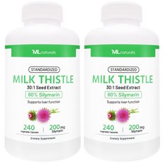 [미국빠른직구] 신제품 마이라이프 내추럴스 표준화된 밀크씨슬 7500mg (실리마린 200mg), 240정, 2개