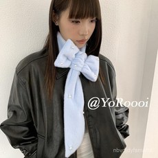 桃園出貨ing 蝴蝶結珍珠圍巾 冬季女 高級感 仿兔毛 韓版 時尚 保暖 圍脖