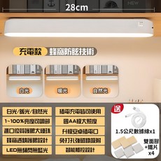 LED磁吸閱讀燈 酷斃燈 三色調光 宿舍神器 磁吸燈條 護眼檯燈 磁吸壁燈 可手持 小夜燈 光亮舒服, LED 磁吸閱讀燈【一入】附充電線