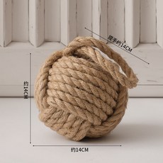 桃園出貨 防撞門檔 地中海風 圓形門阻 創意裝飾 家用餐廳 棉麻防撞球 防滑門擋, 圓形門擋棕色麻繩款, 1個