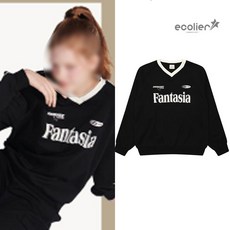 에꼴리에 여자 봄 스포티 파이핑 브이넥 맨투맨티(25OT451)_CC