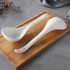 심플 화이트 큰 숟가락 도자기 우동 숟가락 세트 22cm[집들이 도자기 숟가락 추천], 2개