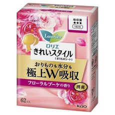 Kao 花王 Laurier Kirei Style極上W吸收護墊 花香, 1包, 62片, 14cm