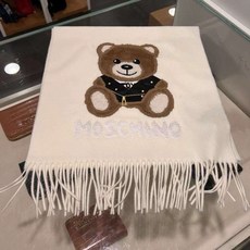 Moschino 羊毛圍巾 皮衣小熊圖案