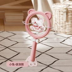 DFMEI 早教啓蒙兒童音樂玩具手拍鼓打擊樂器幼兒園鈴鼓益智嬰幼兒手搖鈴, 1個, 粉兔【撥浪鼓-單隻裝】袋裝:如圖