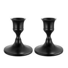 쿠쿠스토어 2Pcs 빈티지 우아한 탁상 캔들 홀더 철 촛불 저녁 식사 소품 바 파티 홈 호텔, 01 black