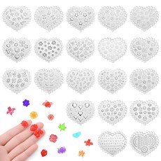 Ptwola 20피스 작은 꽃 폴리머 클레이 몰드 미니 잎 스프링 실리콘 로즈 데이지 공예 DIY 커터 도구 주얼리 귀걸이 제작 장식용