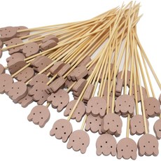 블루 TOP 4.7 200PCS 우드볼 푸드 칵테일 샤르쿠테리 애피타이저 파티용 추천 음식 꼬치 대나무, Brown bears themed