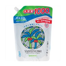 日本SARAYA YASHINOMI 無香料著色環保洗碗精 1000ml 補充包, 1個