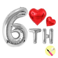 이벤트홀릭 1주년 풍선 숫자 파티 세트 이벤트 결혼 기념일, 6주년 풍선