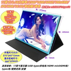 4K 듀얼모니터 16인치 터치식 게임용 보조 휴대용, 공식 표준, 민트 17인치 2.5K