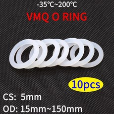 가스캣 15 흰색 논톡시 150mm 개스킷 OD 고무 CS5mm 10 둥근 실리콘 와셔 모양 방수 절연 VMQ, OD 80mm ID 70mm, CS 5.0mm, 10pcs