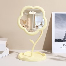 桌面化妝鏡 梳妝鏡 立鏡 時尚造型 多角度調整 便攜實用, 黃色