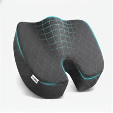 엘루멘 기능성 메모리폼 꼬리뼈 방석, 다이아몬드 레이어 그리드 다크 그레이