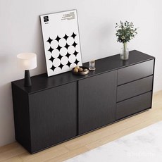 實木餐邊櫃 現代簡約酒櫃 靠墻茶水櫃 黑色儲物櫃 客戶臥室超薄收納櫃, 【送貨到家】黑色實木,180x40x80cm, 1個