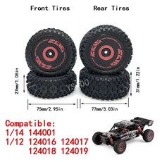 업그레이드 부품 대형 타이어 휠 WLtoys 144001 144010 144002 124016 124017 124018 124019 1/12 1/14 RC 자동차용 자동차, 124016 Tires