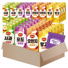 [메리박스 60팩] 델몬트 드링크 팩 오렌지*15 포도*15 망고*15 사과*15+메세지카드, 60개, 190ml