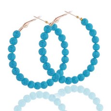 ECLATIS 다채로운 터키석 레진 비즈 후프 귀걸이 여성 하이퀄리티 주얼리 원사이즈 비즈 보석 없음 307117