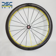 速度公園 DSC 碳纖維輪組「ICON」50高 線條標 寬版碳幅條 碟煞 自行車 輪組 CADEX 50高 Liv, 1個, 黃