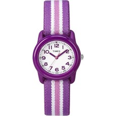 TIMEX 아동용 타임 머신 플로럴 엘라스틱 패브릭 손목시계 29mm, Purple/Pink