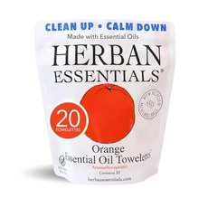 Herban Essentials - 라벤더 물티슈 및 타월 메이크업 손 얼굴 바디용 에센셜 오일 여행용 사이즈 필수품 세면도구 천연 개별 포장 일회용 7개입 214466, Orange