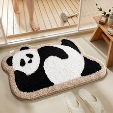 DEXI 부드러운 도톰 극세사 욕실 화장실 현관 미끄럼방지 논슬립 프리미엄 욕실 발매트, 액션 팬더(브라운)