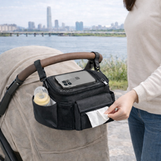 모던셀렉 안정고정 넉넉수납 유모차 가방, 1개, BLACK