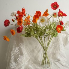 수국 알륨 조화 인테리어 부쉬 다발 장식 꽃 촬영 컬러, 5송이 손잡이 레드2오렌지2화이트1