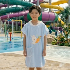 웰아로하 입는 비치타올 럭키 버니 망토 후드 / 어린이 유아 비치가운 샤워가운 스포츠타올