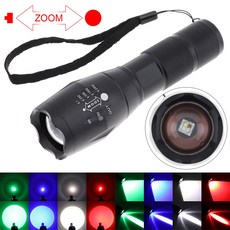 SecurityIng A100 다기능 강한 빛 손전등 방수 RGB 레드 그린 블루 화이트 라이트 토치 캠핑/하이킹, 협력사, 1개