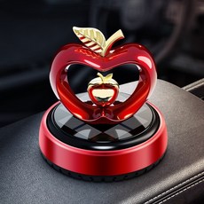 TKB 차량용 사과 하트 태양열 회전 방향제 선물용 디퓨져, 1개, 1개입, 클린코튼 레드