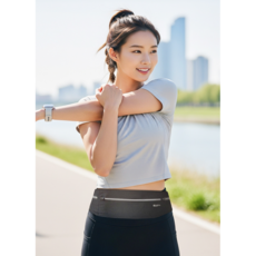 엘리핏 러닝벨트 초경량 런닝 마라톤백 방수 슬림 허리밴드 와이드 조깅 가방, 블랙, 1개