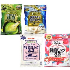 UHA 토쿠노 캔디 4종 (농축밀크캔디115g+농축마차캔디81g+밀크시오캔디67g+밀크 딸기 캔디 58g)