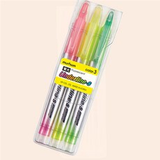 형광펜 3색 스타형광펜 파스텔형광 똑템, 1개