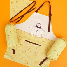 여아 폼폼푸린 앞치마 토시두건 3종세트 4세 요리수업 단체선물