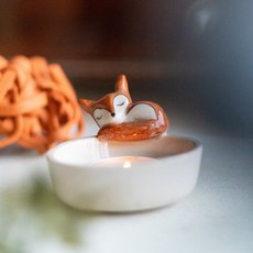 睡狐造型燭臺 家居擺件工藝品, 睡狐燭臺