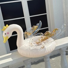 有感選物 台灣現貨 網美造型泳圈 拍照泳圈 人魚泳圈 亮片泳圈, 亮片白色天鵝#70, 1個