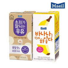 매일유업 소화가잘되는 미숫가루 멸균 우유 190ml 24팩 + 바나나는 하얗다 190ml 24팩, 1세트