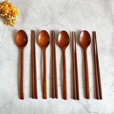 옻칠 나무 수저세트 수저 받침 우드 숟가락 젓가락, 5. 나무 수저세트 (4개), 1개
