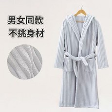 長袖浴袍 男女同款珊瑚絨吸水浴袍, 灰-長袖果凍款 - S11, 1個