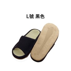 池彥 室內拖鞋 藺草草編 居家防滑透氣, L號 黑色 室內拖鞋, 黑色