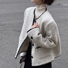 트위드자켓 트위드 간절기트위드자켓 데일리 자켓 여 ehd+288ew