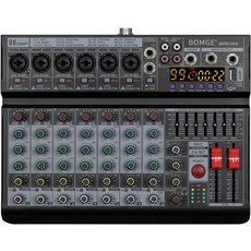 BOMGE 04A 오디오 믹서 USB블루투스컴퓨터4채널 스테레오 입력 DJ 믹서가 장착된 전문 사운드 보드 믹싱 콘솔 PC 녹음 노래방 스튜디오 스트리밍을 위한 48V 팬텀 디지털, BMG-08A