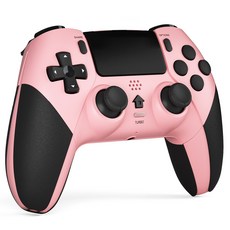 CHEREEKI PS4/PS4 Slim/PS4 Pro 이중 진동 기능을 갖춘 무선 컨트롤러, Pink, 1개