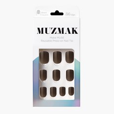 MUZ MAK 可重複使用美甲片 36p 套組 短方形, 伯爵灰, 1個