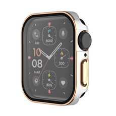 適用APPLE WATCH S10 殼膜一體 S10 S11 SE 46mm 42mm 全包錶殼, 1個, 【方形防水】白色玫金邊,33mm