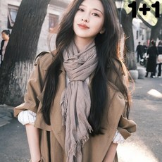 실크 린넨 여성 스카프 얇은 거즈 주름 넥타이 트렌치 코트 스타일 레트로 아트 머플러 숄 패션 잡화