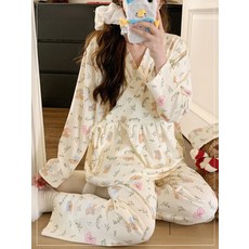 경량 홈웨어 산후패드 내장 봄가을 겨울 착용감 좋은 잠옷 세트